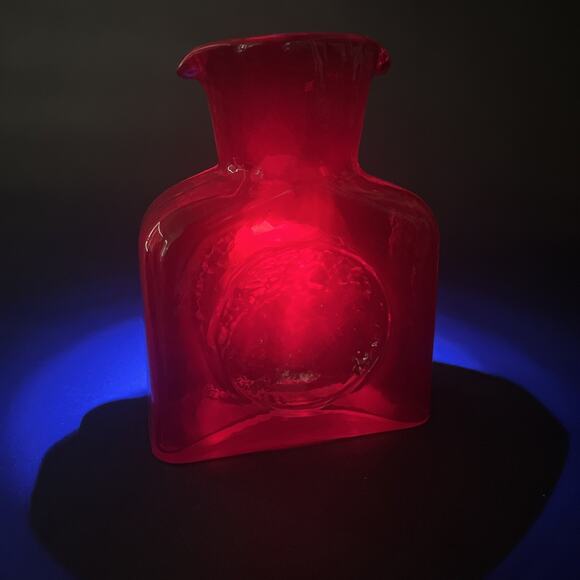 Blenko Glass 384MM “Blood Moon” Mini Water Bottle – 2024 Helios Series, Second - Picture 1 of 14